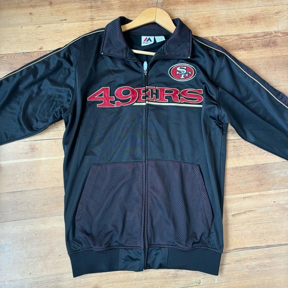 Vintage Y2K Majestic San Francisco 49ers mesh black track jacket | MT TALL - Picture 11 of 12